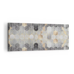 Bild auf Leinwand - Leinwandbild - Geometrisches Muster in goldenen Farbtönen - 120x50cm - Diamant-Komposition - Moderne Wanddekoration für Wohnzimmer und Schlafzimmer ARTTOR