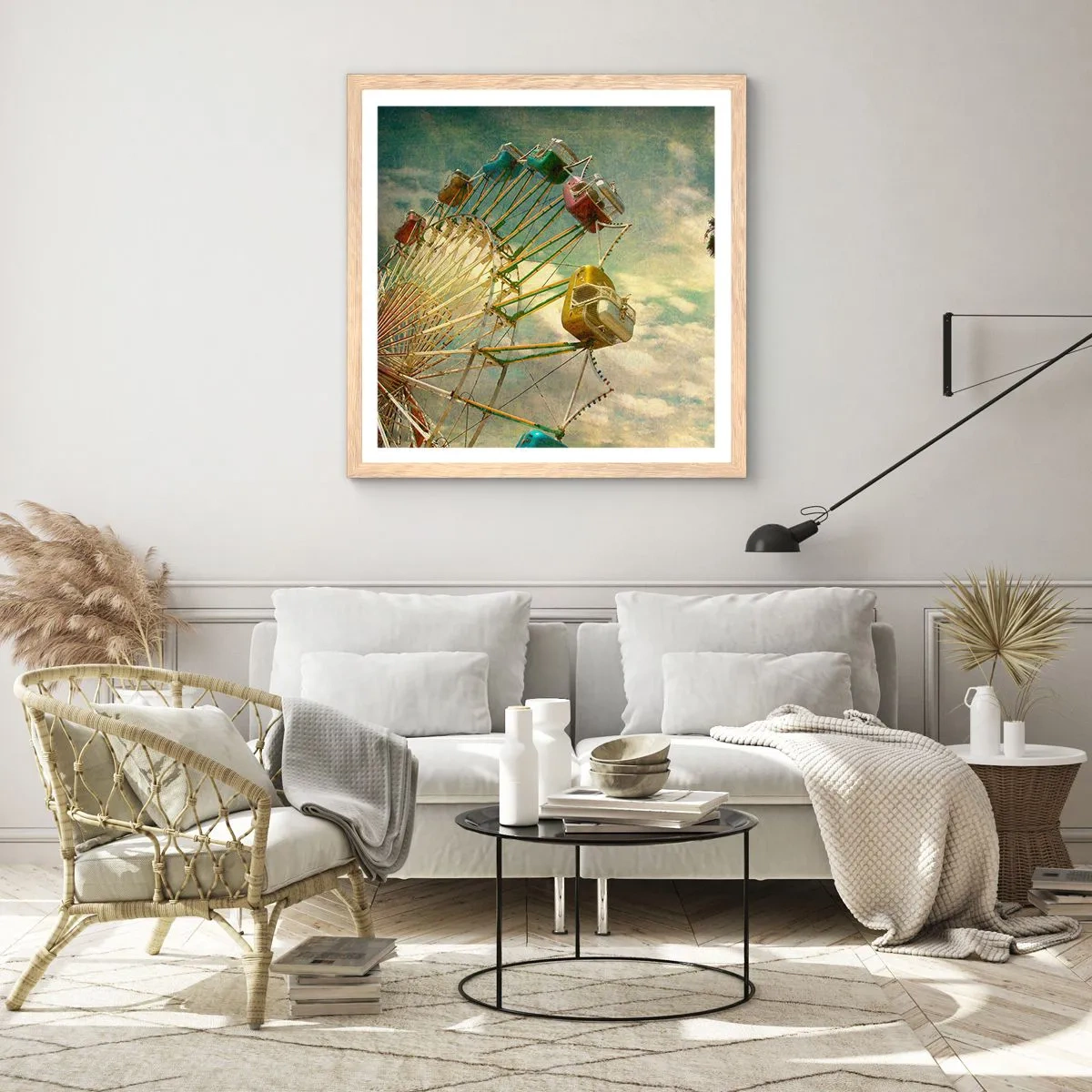 Poster in einem Rahmen aus heller Eiche - Es wird Spaß geben ... - 40x40 cm