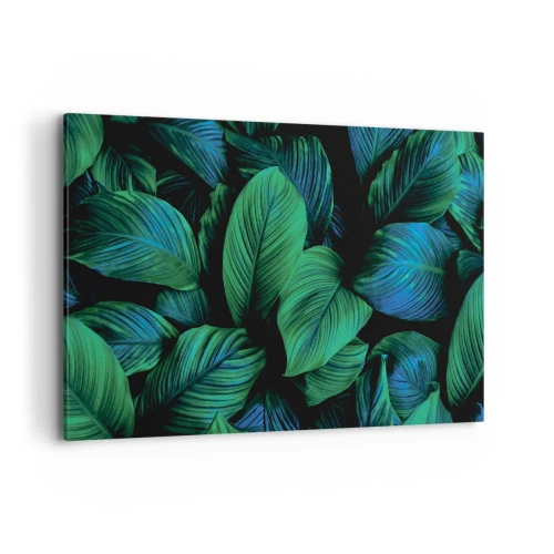 Bild auf Leinwand - Leinwandbild - Grüne Blätter im minimalistischen Stil - 120x80cm - In der grünen Menge - Moderne Wanddekoration für Wohnzimmer und Schlafzimmer ARTTOR