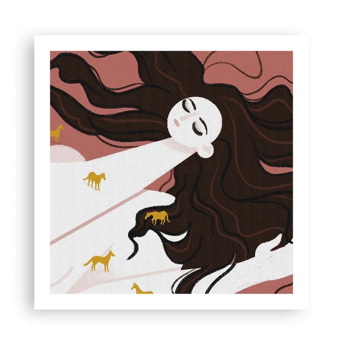 Poster - Traum von einem goldenen Pferd - 60x60 cm