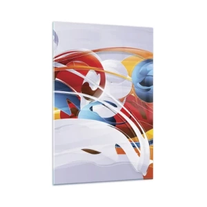 Glasbild - Bild auf glas - Bunte Abstraktion mit dynamischen Linien und lebendigen Farben - 80x120cm - Der Tanz der Elemente - Moderne Wanddekoration für Wohnzimmer und Schlafzimmer ARTTOR