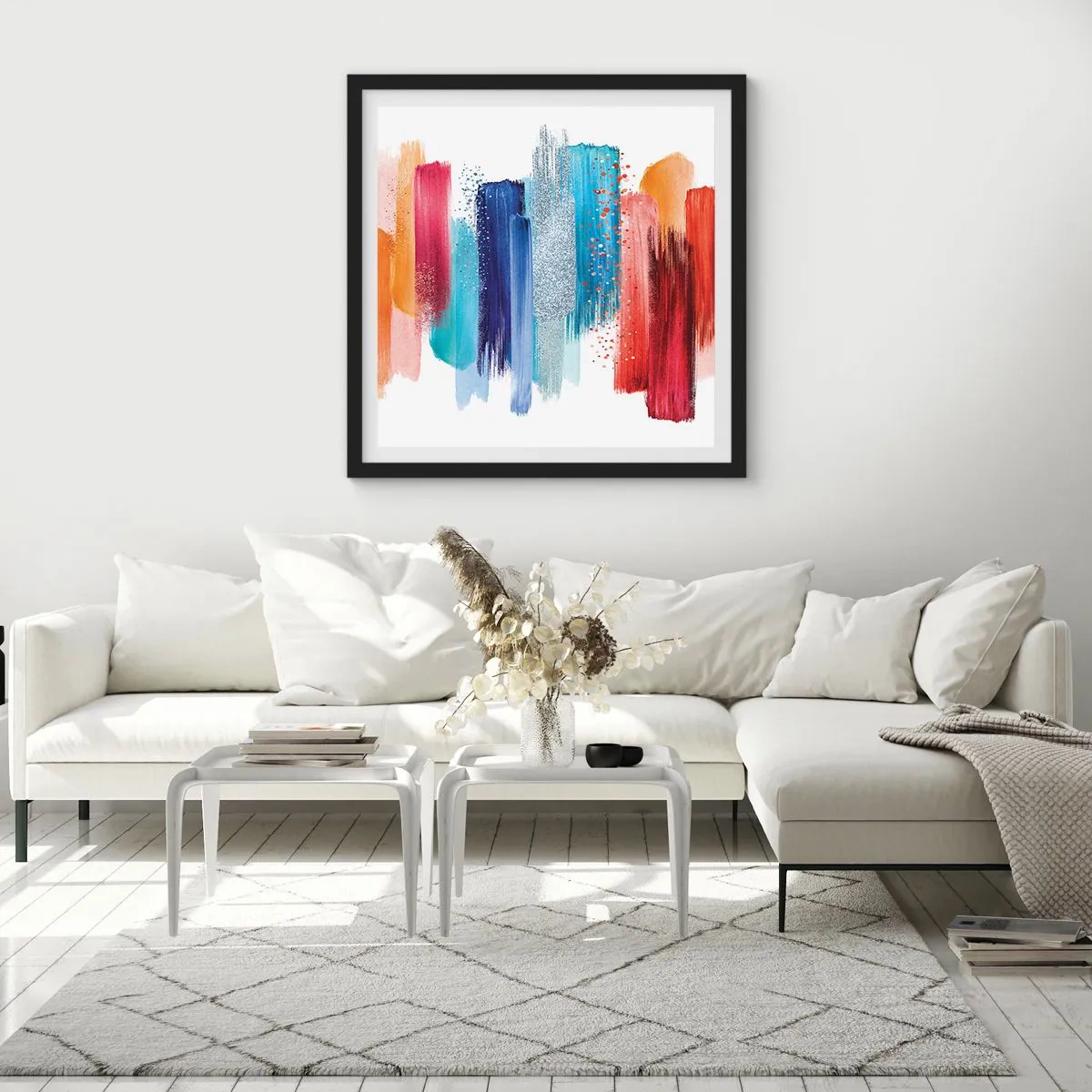 Poster in einem schwarzem Rahmen - Auf und ab - 40x40 cm