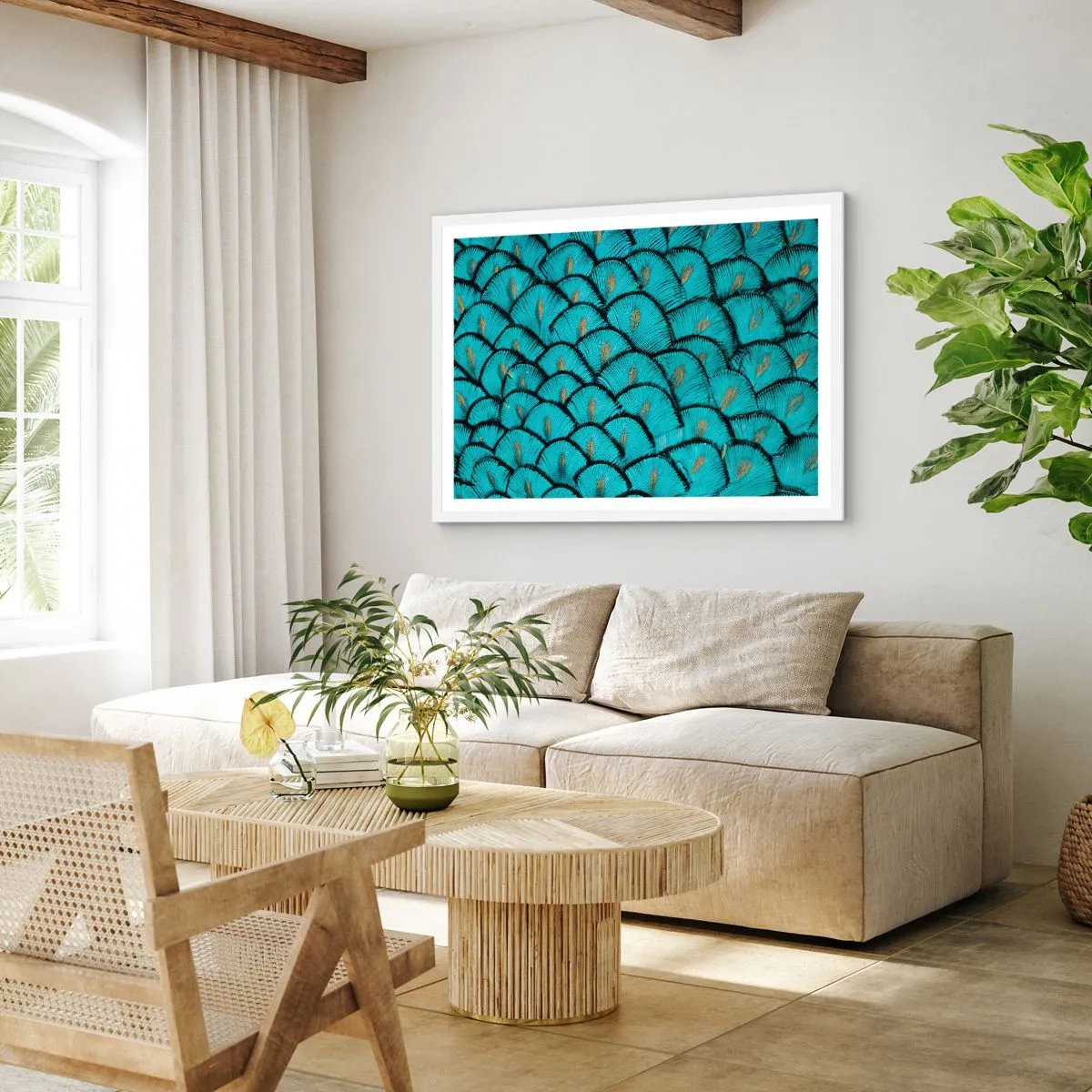 Poster in einem weißen Rahmen - Große Federgala - 100x70 cm