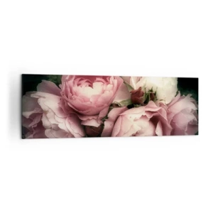 Bild auf Leinwand - Leinwandbild - Ein Strauß Rosen in zarten Rosa- und Weißtönen - 160x50cm - Der Charme der Belle Epoque - Moderne Wanddekoration für Wohnzimmer und Schlafzimmer ARTTOR