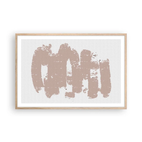 Poster in einem Rahmen aus heller Eiche - Abstraktion in zartem Rosa - 91x61 cm