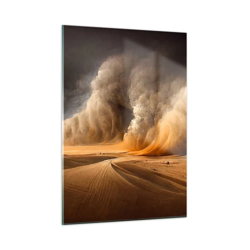 Glasbild - Bild auf glas - Ein Sandsturm über der Wüste in dramatischem Licht - 50x70cm - Zorn der Wüste - Moderne Wanddekoration für Wohnzimmer und Schlafzimmer ARTTOR