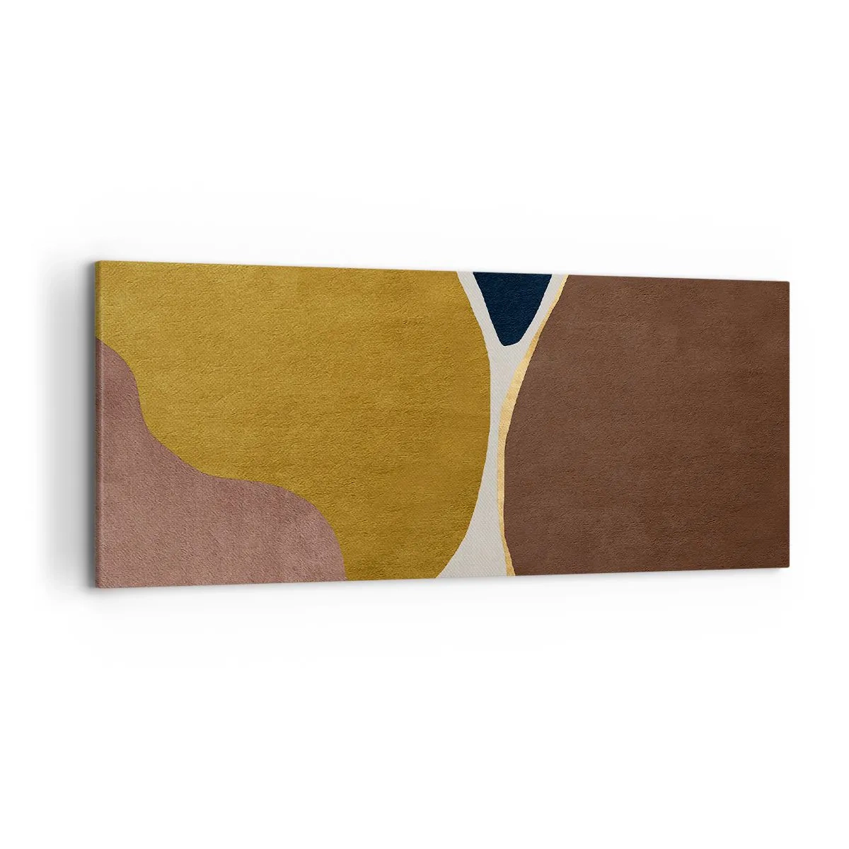 Bild auf Leinwand - Leinwandbild - Eine abstrakte Komposition mit geometrischen Formen in warmen Farben. - 120x50cm - Abstraktion – ein Ort im Raum - Moderne Wanddekoration für Wohnzimmer und Schlafzimmer ARTTOR