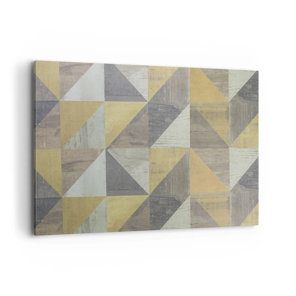 Bild auf Leinwand - Leinwandbild - Geometrische Komposition aus Dreiecken in erdigen Farbtönen - 120x80cm - Am Winkel des Dreiecks - Moderne Wanddekoration für Wohnzimmer und Schlafzimmer ARTTOR