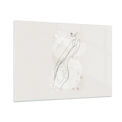 Glasbild - Bild auf glas - Konturierte Silhouette einer Frau in Beigetönen - 100x70cm - Der Blick schweift - Moderne Wanddekoration für Wohnzimmer und Schlafzimmer ARTTOR