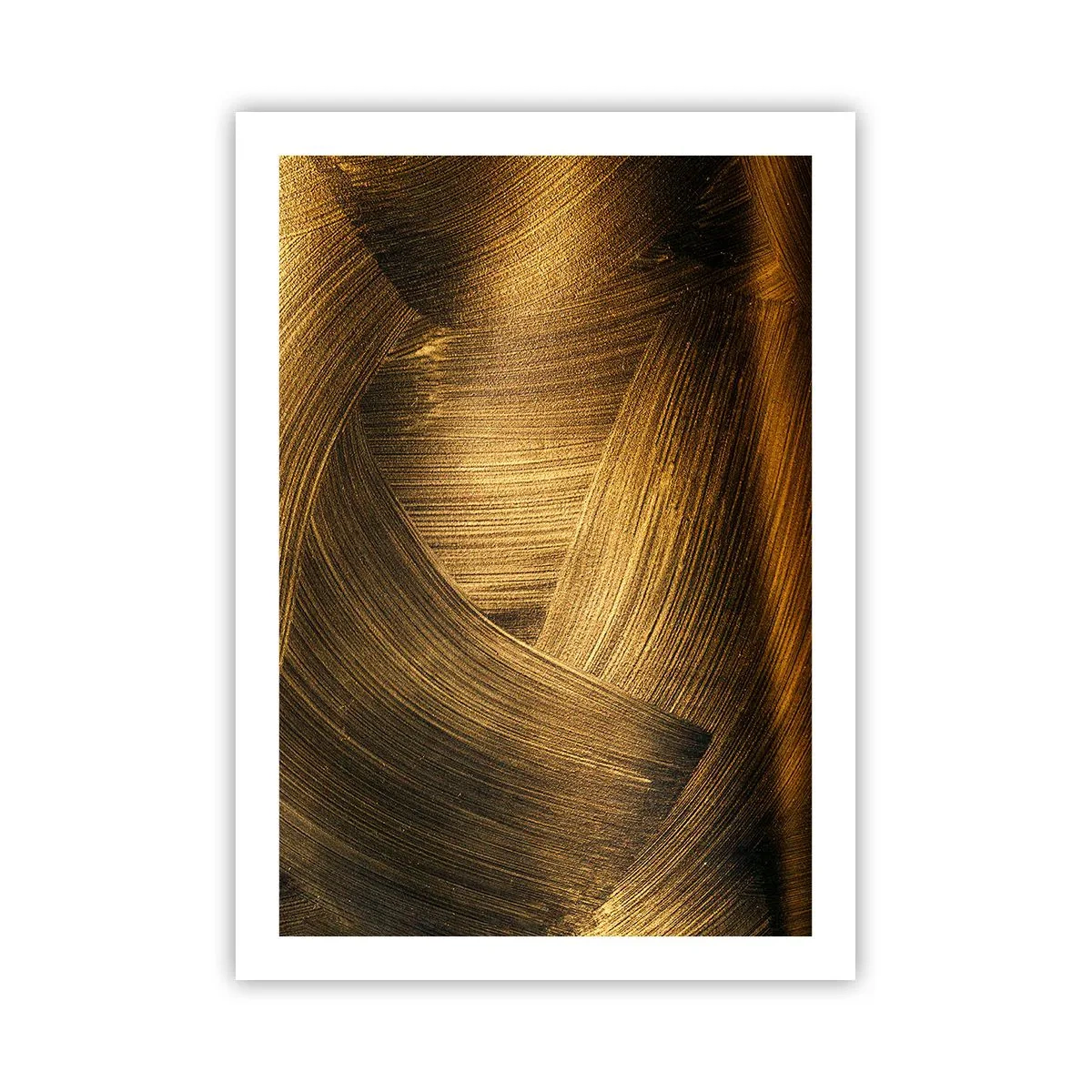 Poster - Abstrakte goldene Pinselstriche auf dunklem Hintergrund - 50x70cm - In einem goldenen Labyrinth - Moderne Wanddekoration für Wohnzimmer und Schlafzimmer ARTTOR