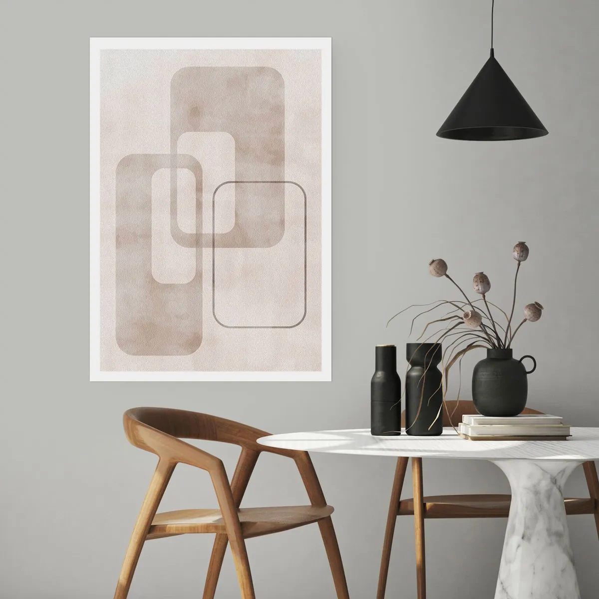 Poster - Minimalistische geometrische Formen in Beigetönen - 50x70cm - Geometrische Fuge - Moderne Wanddekoration für Wohnzimmer und Schlafzimmer ARTTOR
