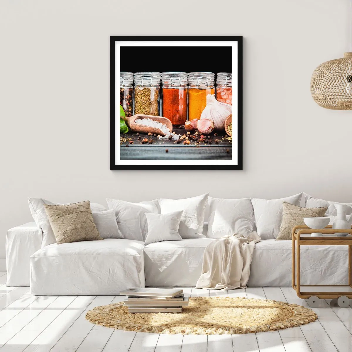 Poster in einem schwarzem Rahmen - Für einen Geschmack des Lebens - 60x60 cm
