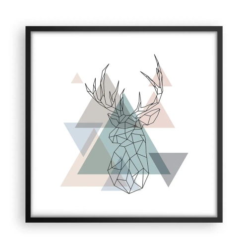 Poster in einem schwarzem Rahmen - In einem geometrischen Wald - 50x50 cm
