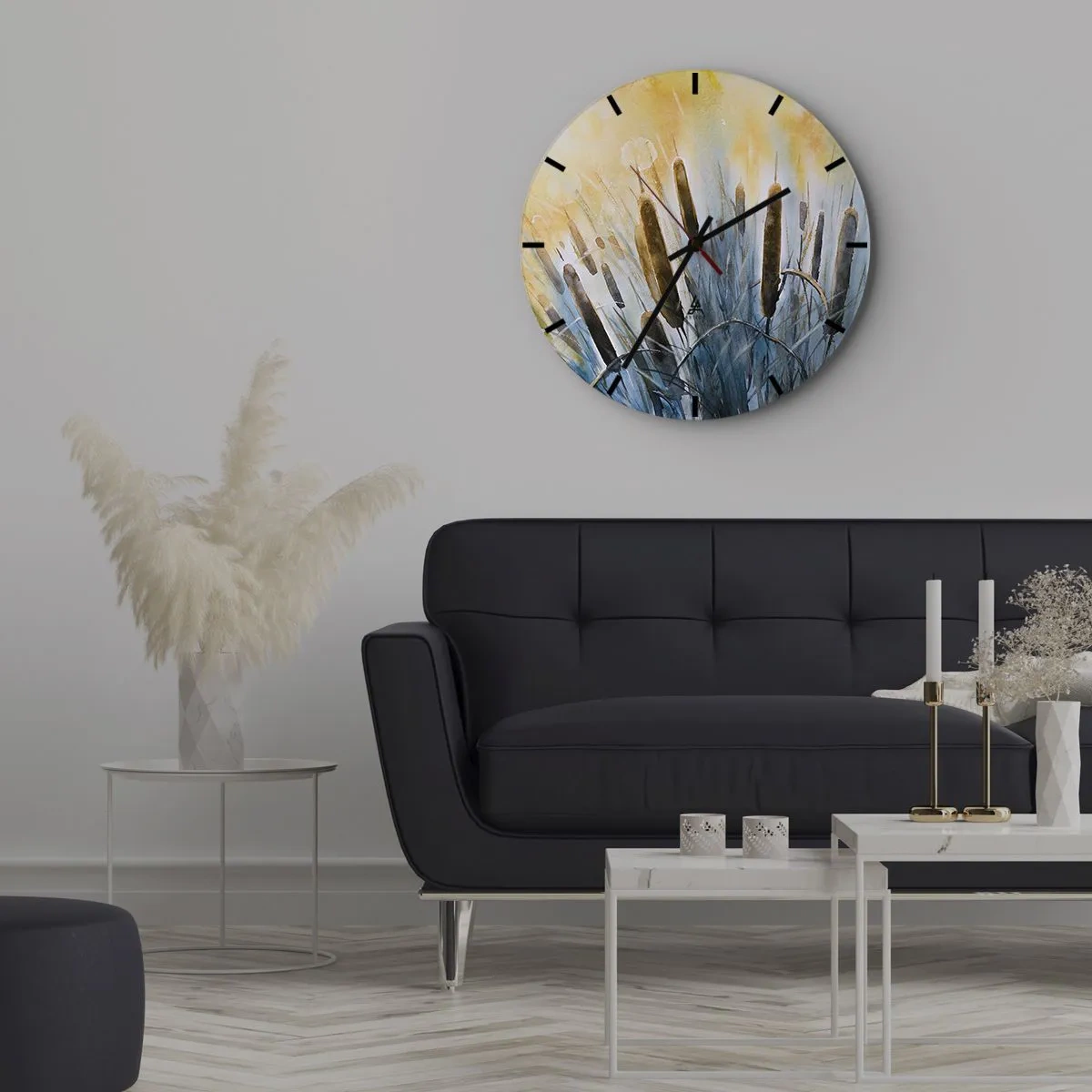 Wanduhr - Glasuhr - Die Kälte des Wassers, die Hitze der Sonne - 30x30 cm