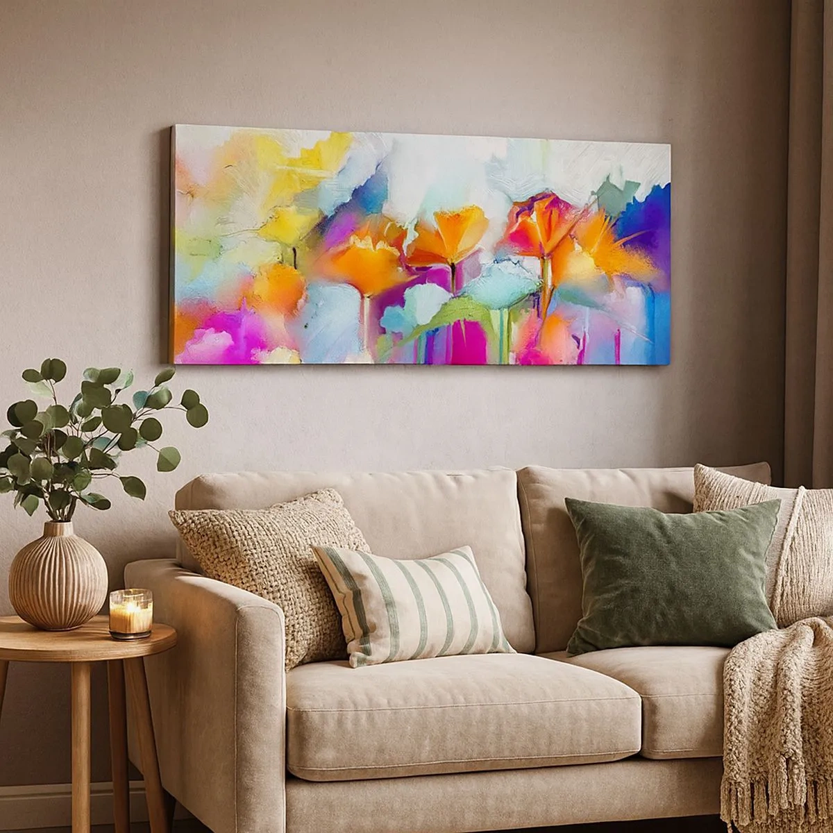 Bild auf Leinwand - Leinwandbild - Der Regenbogen ist aufgeblüht - 100x40 cm