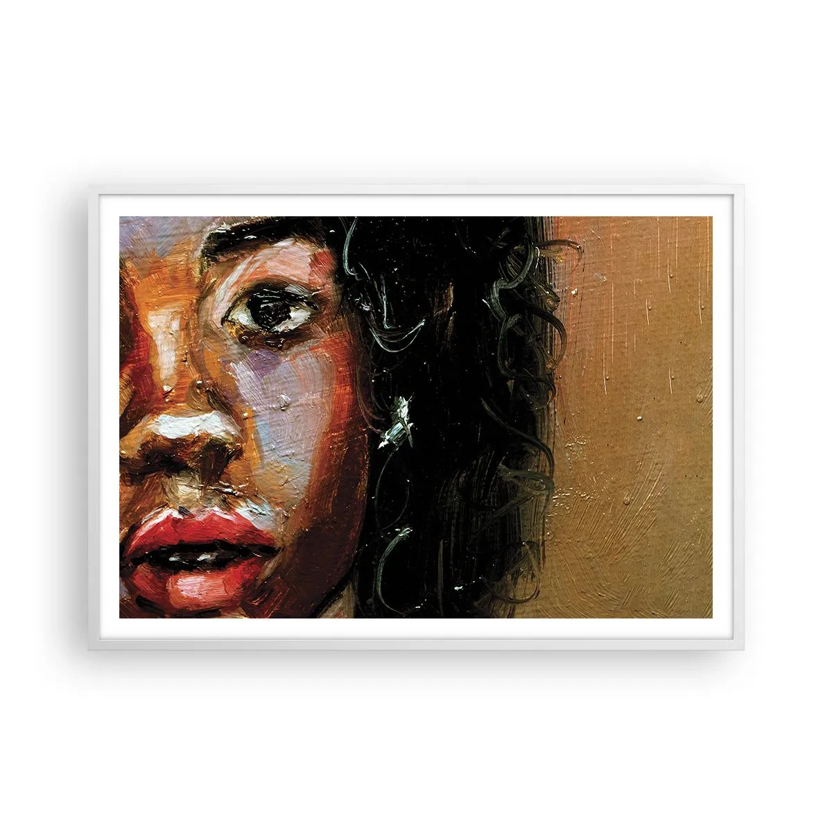 Poster in einem weißen Rahmen - Schwarz und Glanz - 100x70 cm