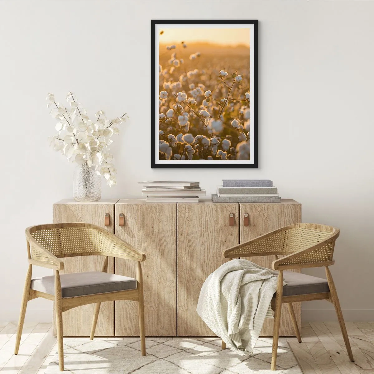 Poster in einem schwarzem Rahmen - Fluffiges Feld - 70x100 cm