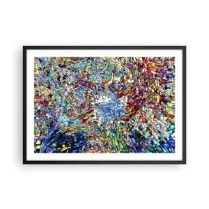 Poster in einem schwarzem Rahmen - Ein farbenfrohes, abstraktes Muster, inspiriert von der Natur - 70x50cm - Glasmalerei Wassertropfen - Moderne Wanddekoration für Wohnzimmer und Schlafzimmer ARTTOR