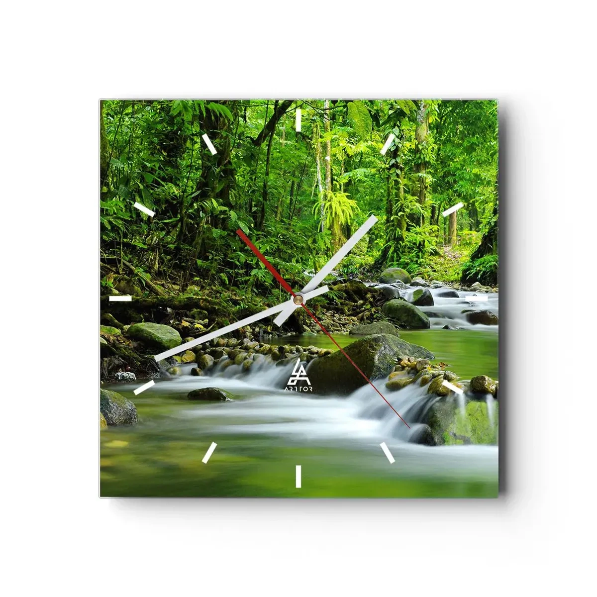 Wanduhr - Glasuhr - Schwimmen Sie in einem Meer aus Grün - 40x40 cm