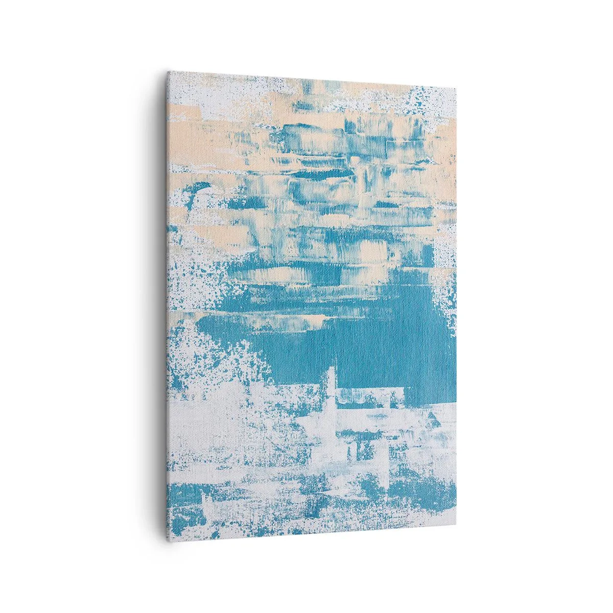 Bild auf Leinwand - Leinwandbild - Abstrakte Komposition in Blau- und Weißtönen - 70x100cm - Durch einen Eiszapfen - Moderne Wanddekoration für Wohnzimmer und Schlafzimmer ARTTOR