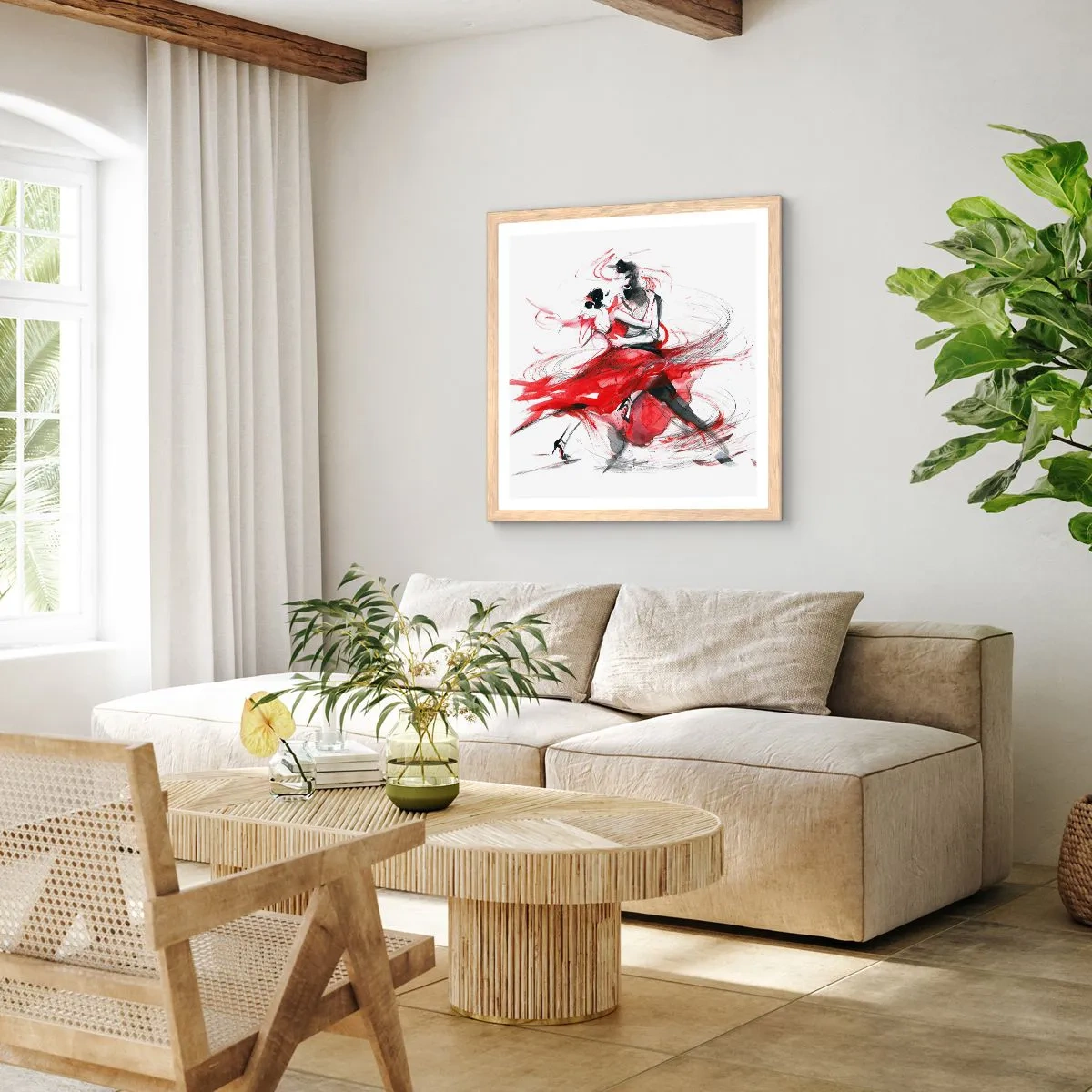 Poster in einem Rahmen aus heller Eiche - Tango – der Rhythmus der Leidenschaft - 40x40 cm