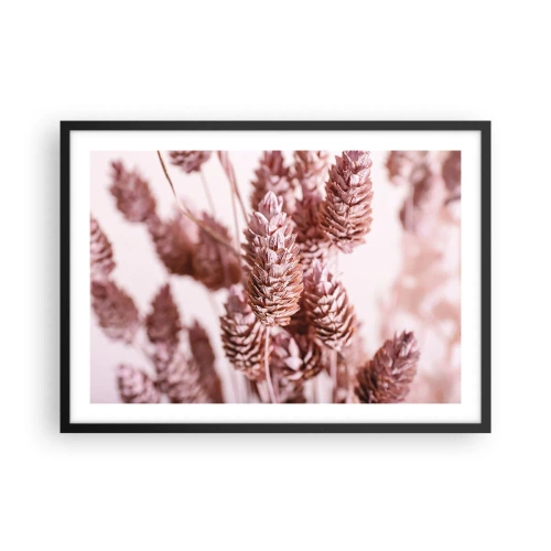 Poster in einem schwarzem Rahmen - Eine Nahaufnahme der zarten rosa Ähren von Ziergräsern - 70x50cm - Scheinbar unauffällig - Moderne Wanddekoration für Wohnzimmer und Schlafzimmer ARTTOR