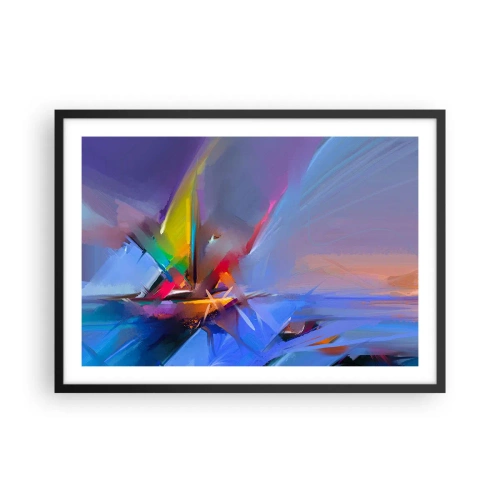 Poster in einem schwarzem Rahmen - Abstrakte Komposition mit intensiven Farben - 70x50cm - Propeller wie ein Vogel - Moderne Wanddekoration für Wohnzimmer und Schlafzimmer ARTTOR