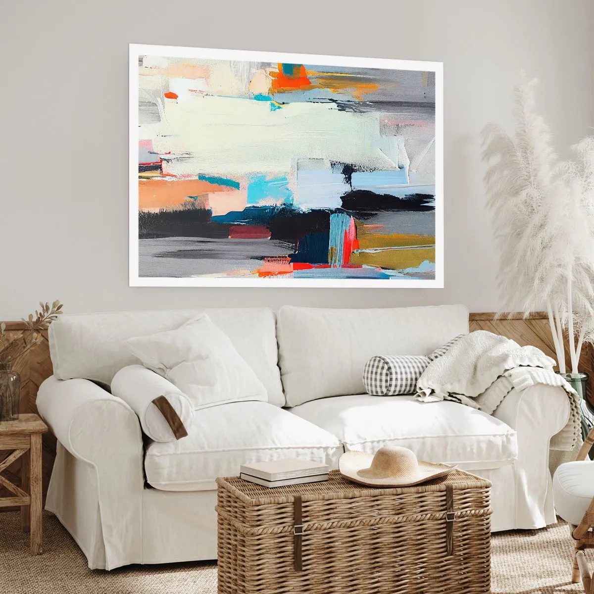 Poster - Farbenfrohe Abstraktion mit dynamischen Pinselstrichen - 100x70cm - Gibt es eine Methode? - Moderne Wanddekoration für Wohnzimmer und Schlafzimmer ARTTOR