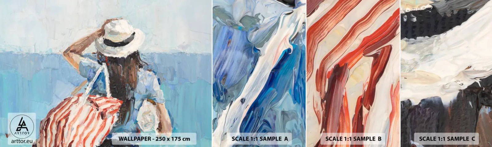 Fototapetenmuster Standard Eco - Willkommen in den Sommerferien - Strand, Frau, Nautisch - 100x30 cm