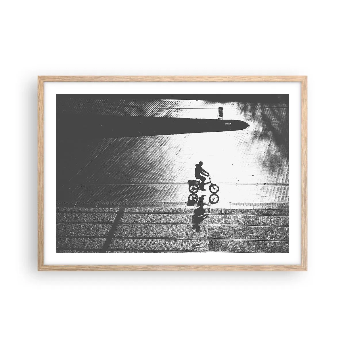 Poster in einem Rahmen aus heller Eiche - Vor sich hin durch die Stadt - 70x50 cm