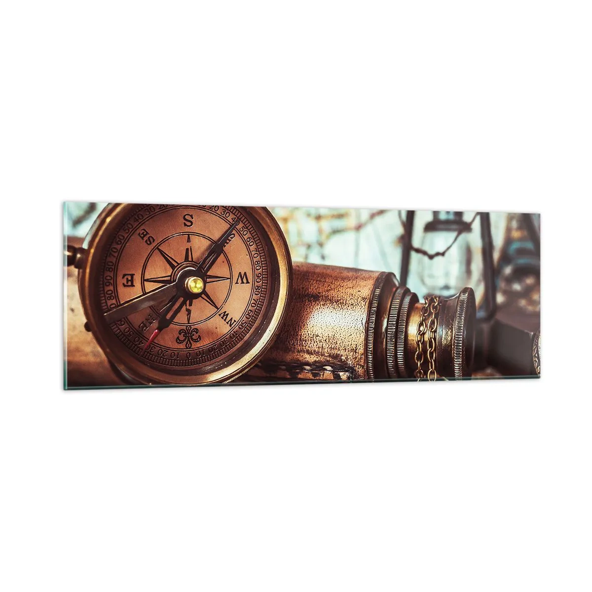 Glasbild - Bild auf glas - Ein Piratenabenteuer in der Karibik wartet - 90x30 cm
