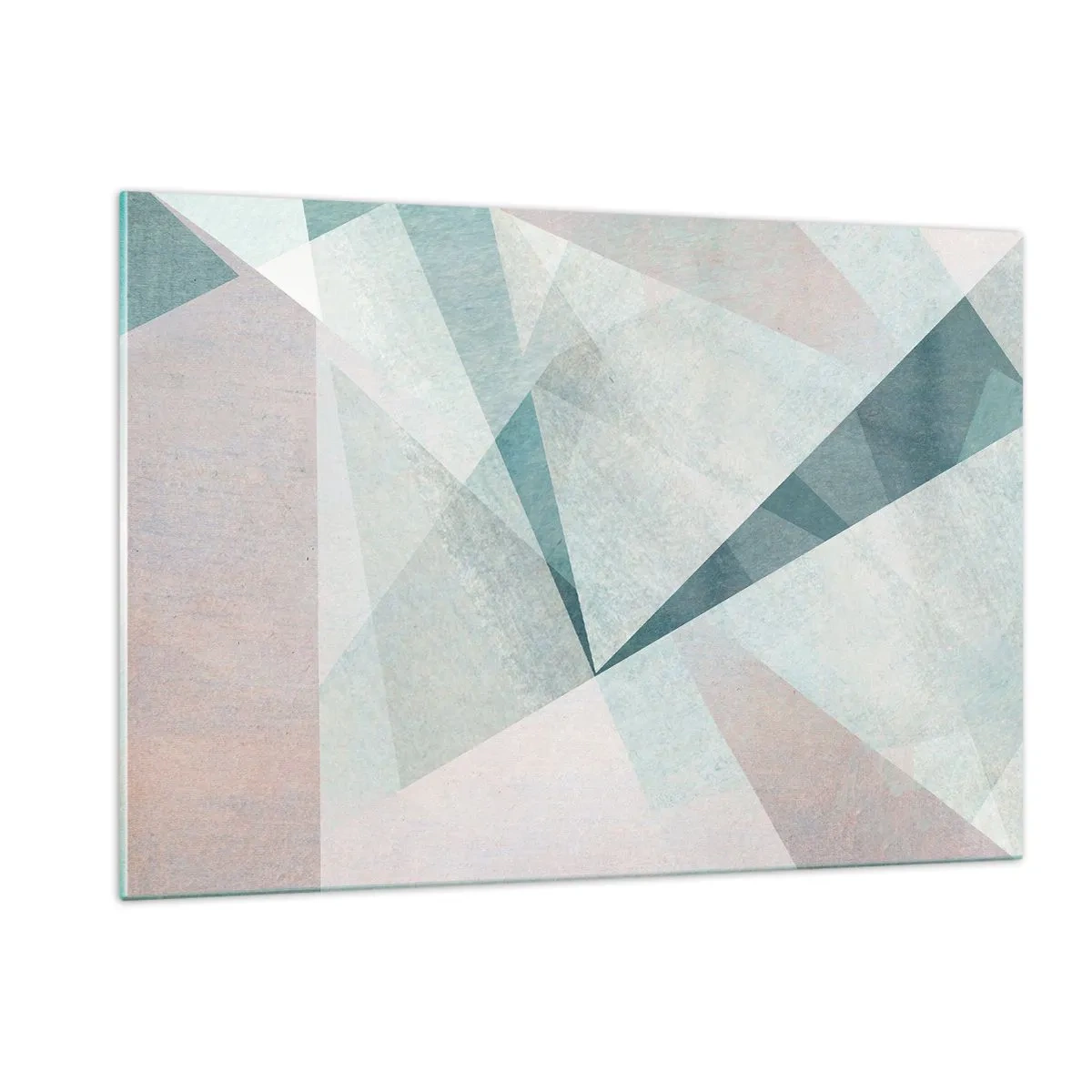 Glasbild - Bild auf glas - Geometrische Formen in Pastelltönen von Grün und Blau - 120x80cm - Einfach aber dynamisch - Moderne Wanddekoration für Wohnzimmer und Schlafzimmer ARTTOR