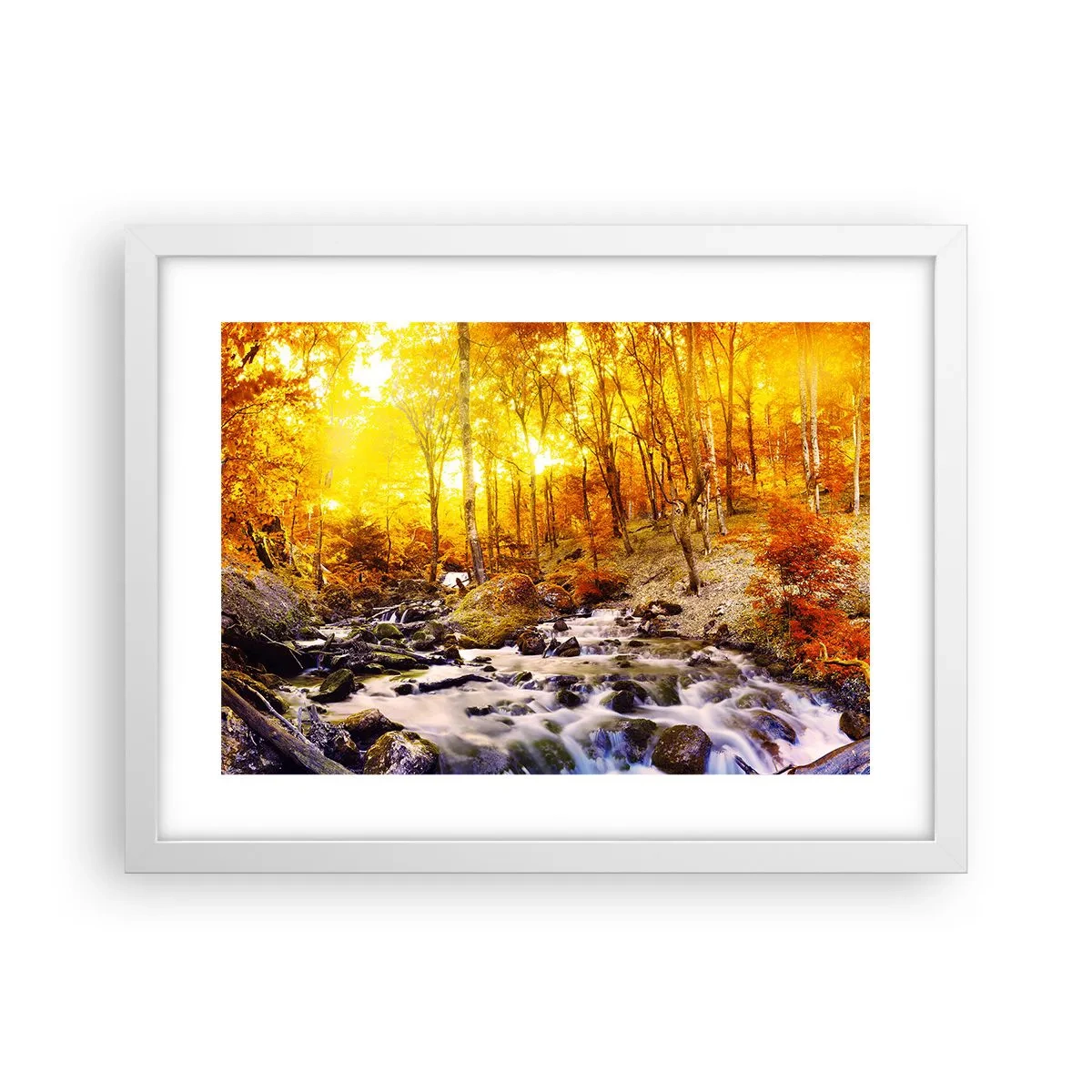 Poster in einem weißen Rahmen - In Gold und Platin gefasste Steine - 40x30 cm