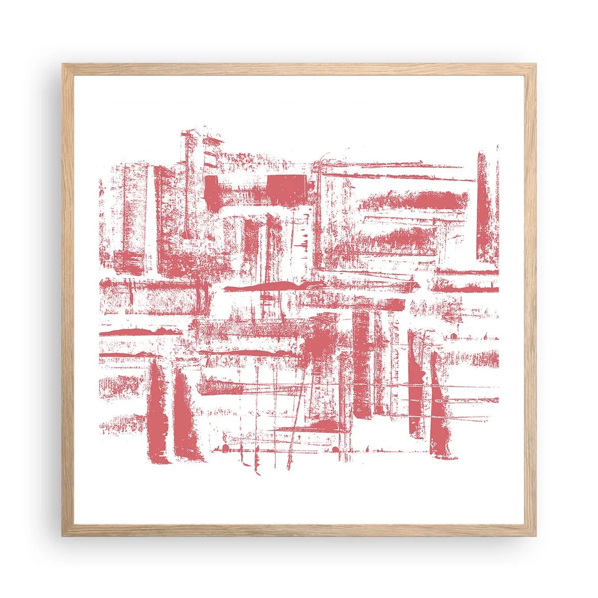 Poster in einem Rahmen aus heller Eiche - Die rote Stadt - 60x60 cm