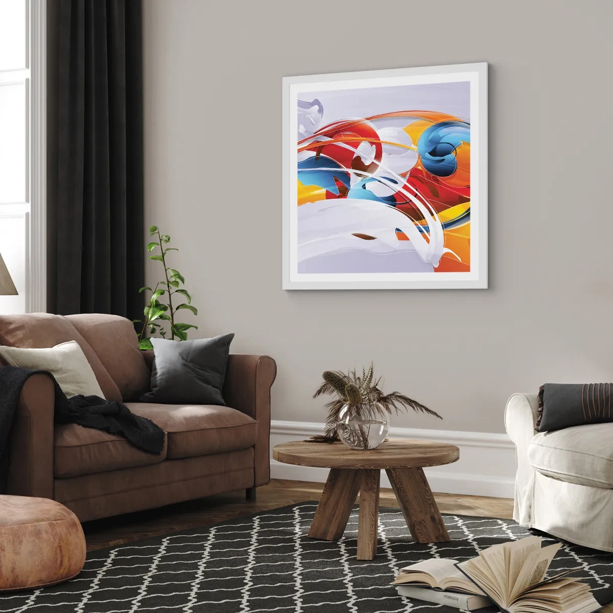 Poster in einem weißen Rahmen - Der Tanz der Elemente - 40x40 cm
