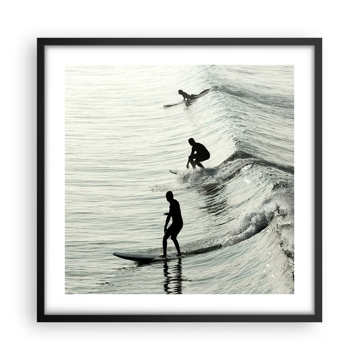 Poster in einem schwarzem Rahmen - Gegen die Welle - 50x50 cm