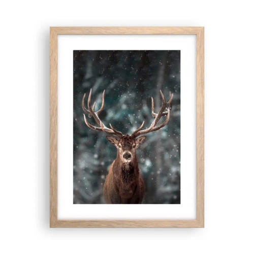 Poster in einem Rahmen aus heller Eiche - Gekrönter König des Waldes - 30x40 cm