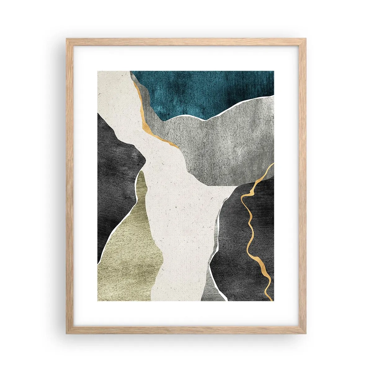 Poster in einem Rahmen aus heller Eiche - Mosaikkomposition mit Goldfaden - 40x50 cm