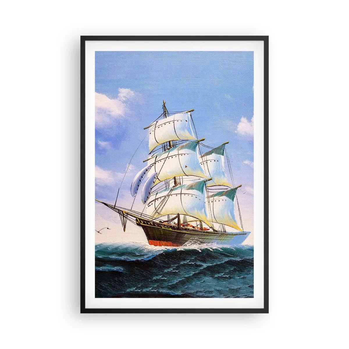 Poster in einem schwarzem Rahmen - Mit Stolz mit dem Wind - 61x91 cm