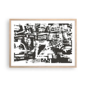 Poster in einem Rahmen aus heller Eiche - Ordnung oder Chaos? - 70x50 cm