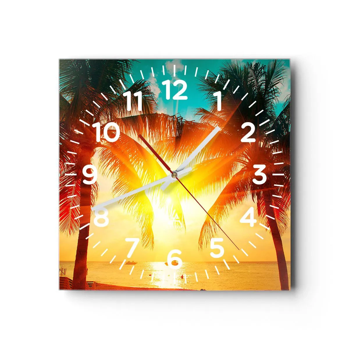 Wanduhr - Glasuhr - Exotisches Paar - 40x40 cm