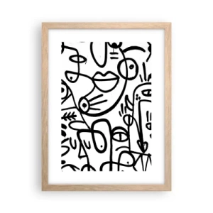 Poster in einem Rahmen aus heller Eiche - Gesichter und Luftspiegelungen - 30x40 cm