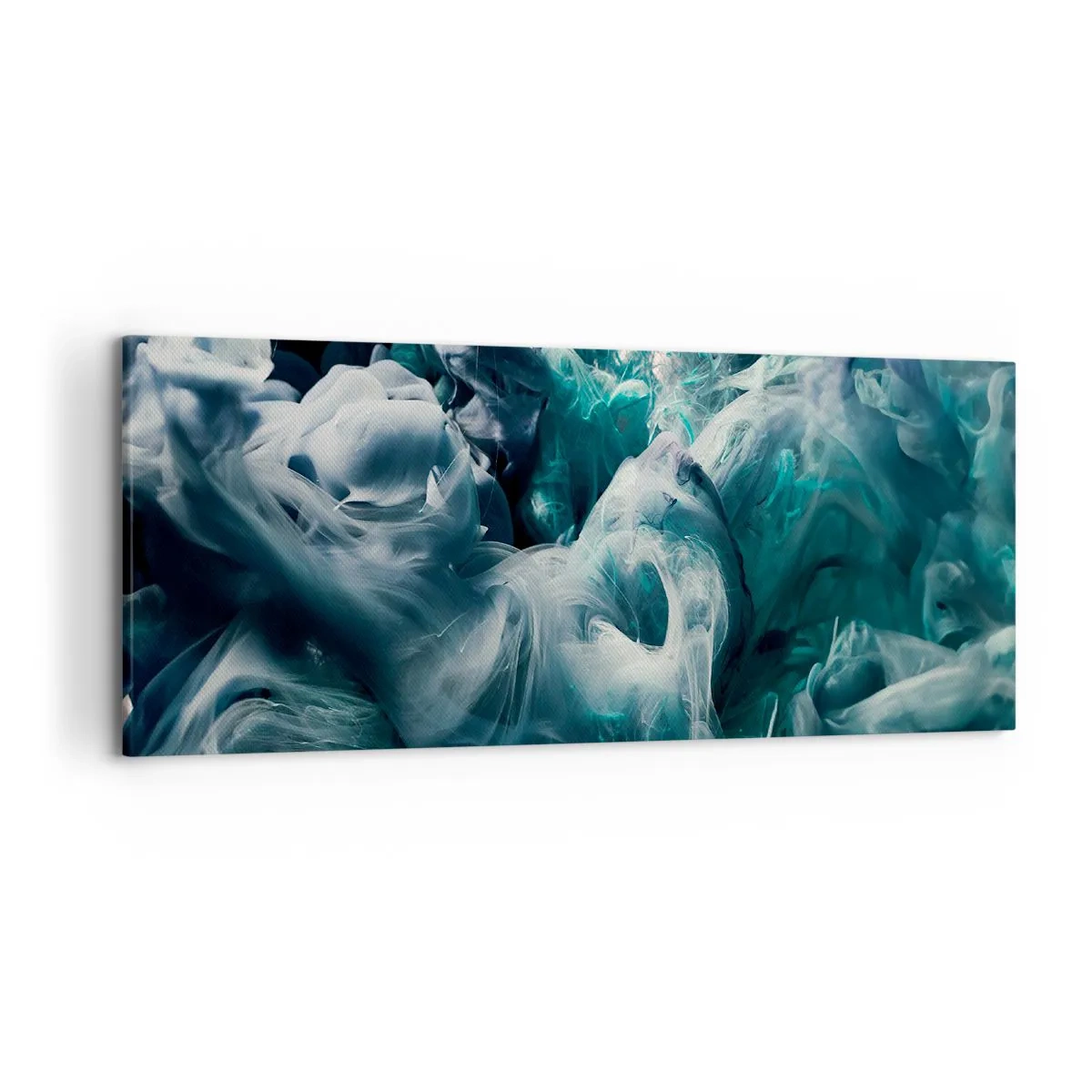 Bild auf Leinwand - Leinwandbild - Dynamische abstrakte Wellen in Blau- und Weißtönen - 120x50cm - Farbbewegung - Moderne Wanddekoration für Wohnzimmer und Schlafzimmer ARTTOR