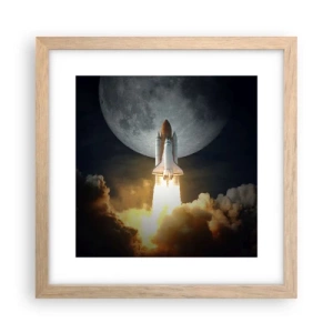 Poster in einem Rahmen aus heller Eiche - Beginn eines überirdischen Abenteuers - 30x30 cm