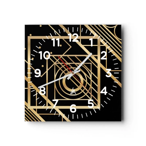 Wanduhr - Glasuhr - Goldene Geometrie - 30x30 cm