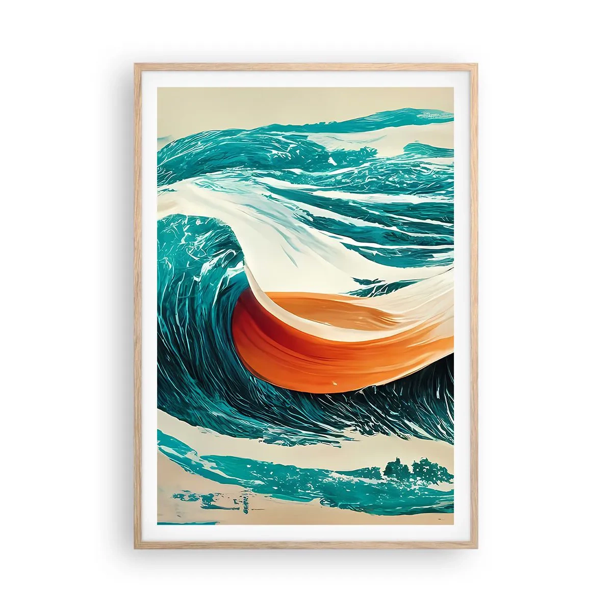 Poster in einem Rahmen aus heller Eiche - Traum eines Surfers - 70x100 cm