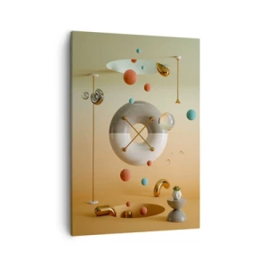 Bild auf Leinwand - Leinwandbild - Geometrische Figuren in Pastellfarben in surrealistischer Anordnung - 50x70cm - Alles kann passieren - Moderne Wanddekoration für Wohnzimmer und Schlafzimmer ARTTOR