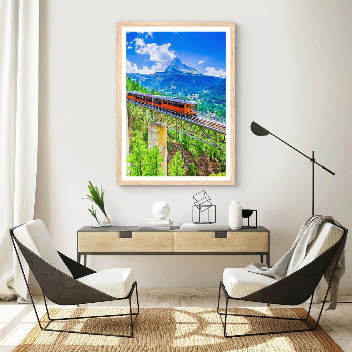 Poster in einem Rahmen aus heller Eiche - Jetzt sind Alpen dran - 70x100 cm