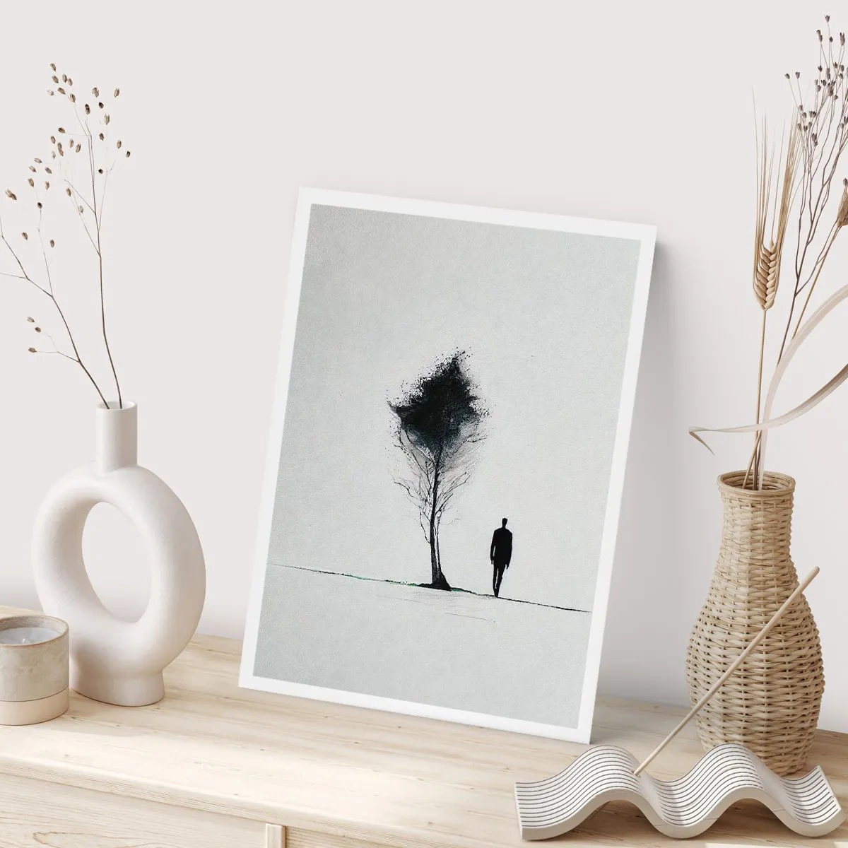 Poster - Eine minimalistische Silhouette und ein einsamer Baum - 50x70cm - Wir wandern alle - Moderne Wanddekoration für Wohnzimmer und Schlafzimmer ARTTOR