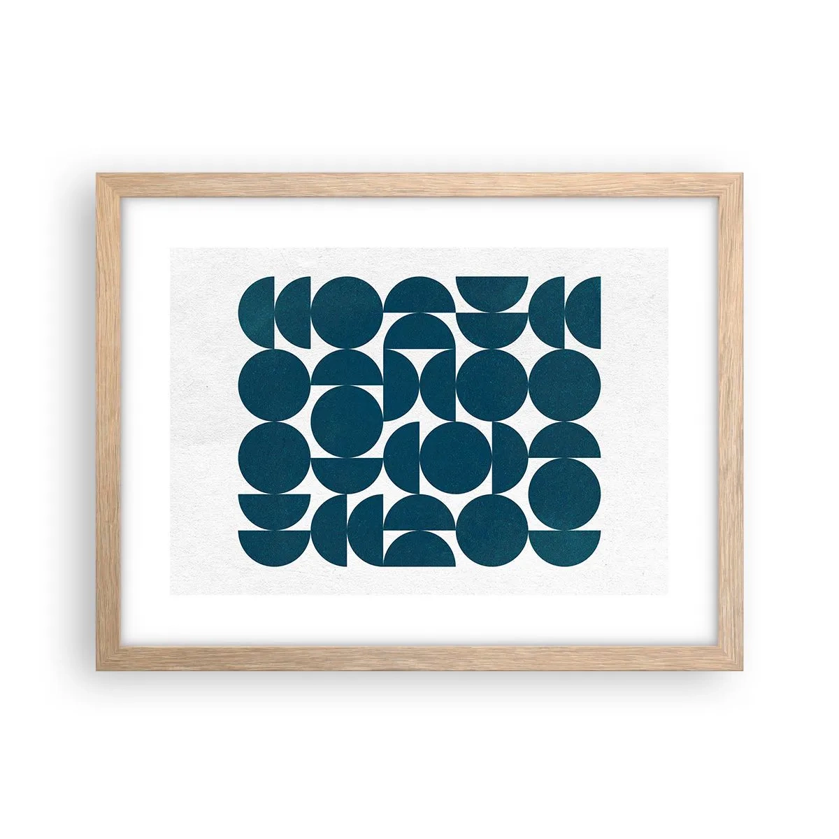 Poster in einem Rahmen aus heller Eiche - Kreise und Halbkreise - 40x30 cm